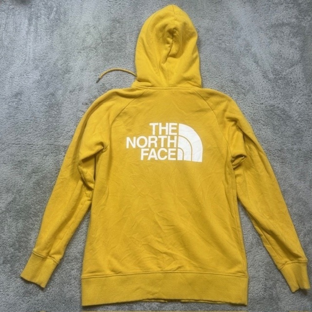 North Face Half Dome Hoodie‎ Womens M Yellow Full Zip Hooded Sweatshirt *SPOTS - Picture 2 of 16